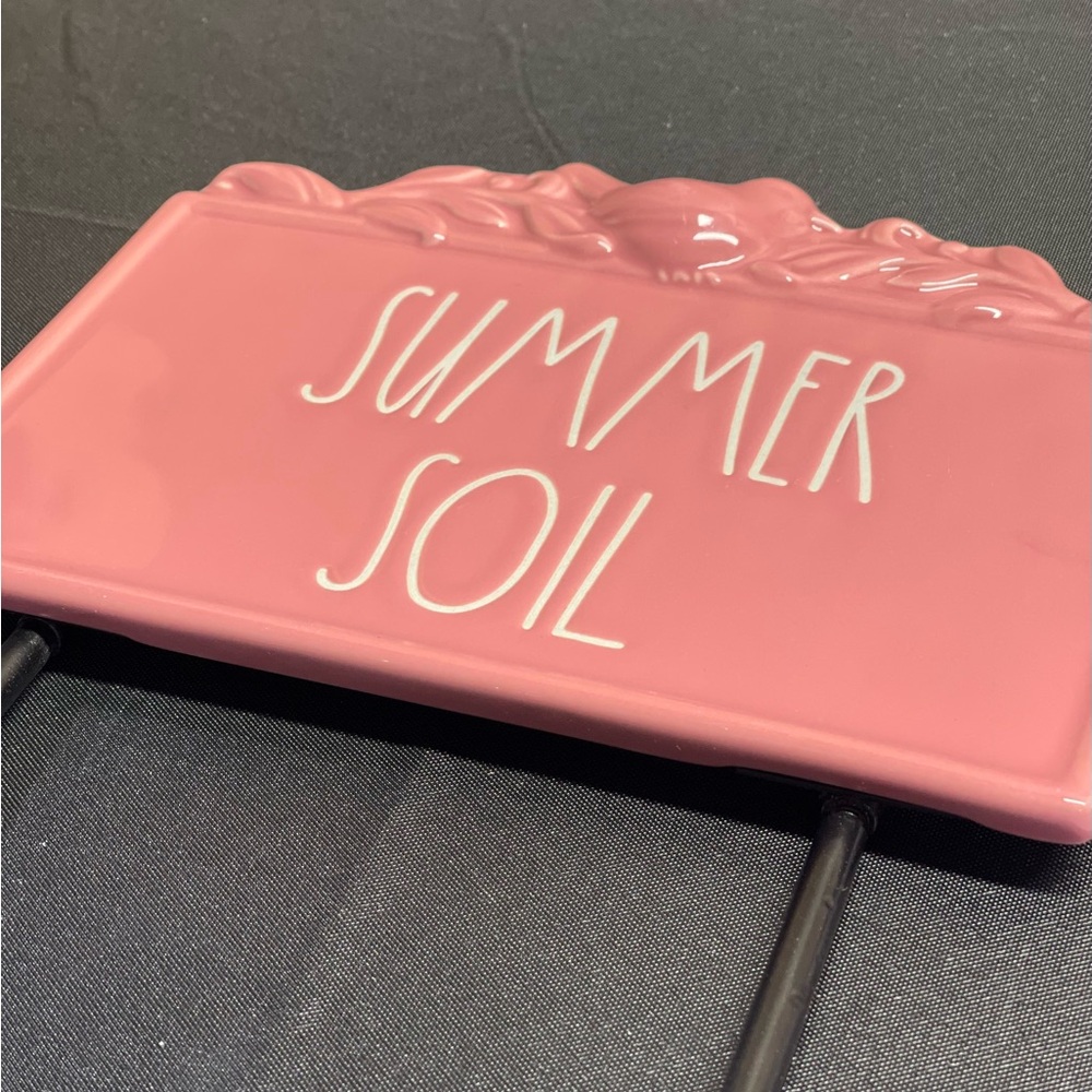 RAE DUNN 🌺 Pink 'Summer Soil' Garden Sign 🌺 NWT